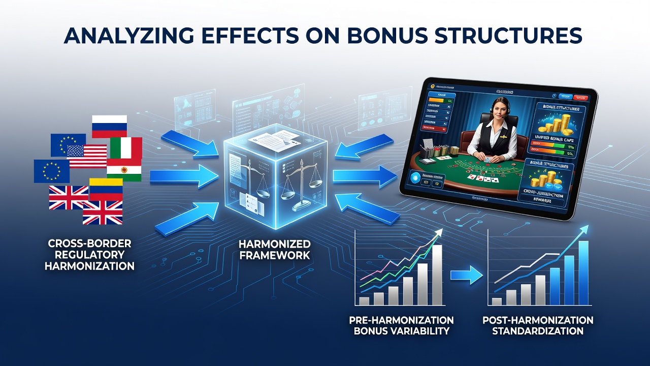 Global regulatory documents and digital interfaces showing cross-border gambling harmonization elements