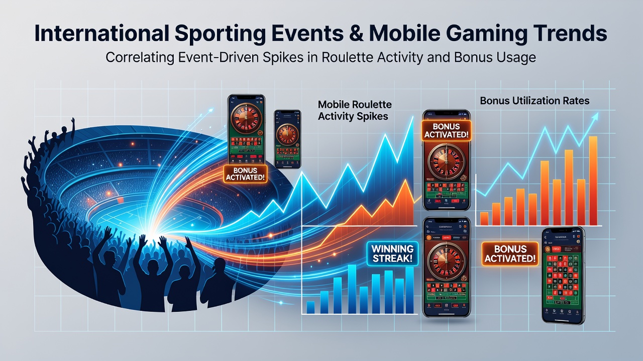 Mobile roulette gameplay interface during a major international sporting event showing increased user activity and bonus prompts