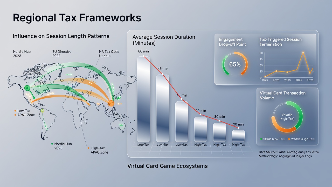 Analytics dashboard displaying session length distributions across different tax-regulated virtual card game platforms in July 2026