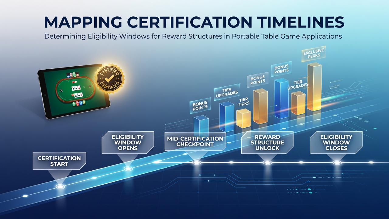 Diagram showing certification timelines and eligibility windows for mobile table game rewards