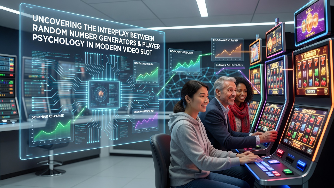 Close-up of casino players interacting with video slot machines in a modern gaming floor environment